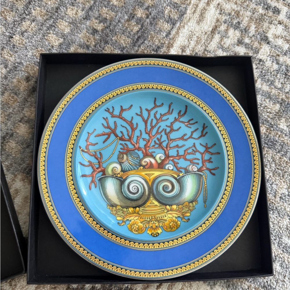 Rosenthal Coral Motif Plate in Blue and Gold